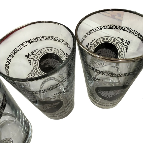 Game of Thrones Tumbler Black Seawolf Crown Drinking Glasses 6 inches lot of 4 - Picture 6 of 9